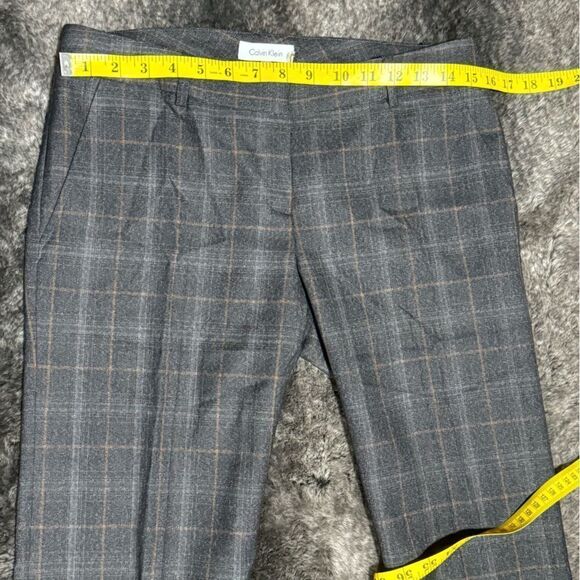 Calvin Klein Women 4 Charcoal Plaid Rayon Blend Wide Legs Casual Carrier Pants - Picture 9 of 12